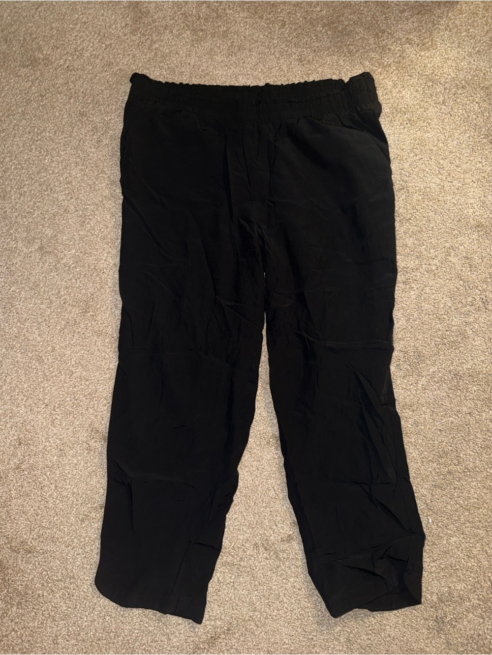 A New Day Black Elastic Waist Knit Cropped Trouser Pants